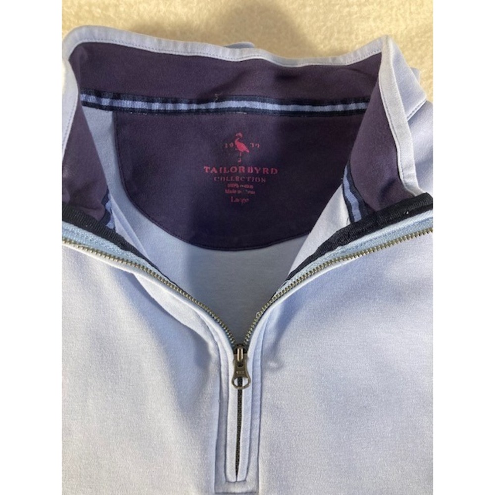 Quarter Zip Baby Blue Pull Over TailorByrd Large 22.5 x 25